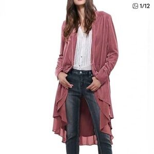 Women’s R. Vivimos Coral Pink Velvet / chiffon Duster Size XL